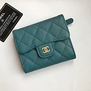 CHANEL | Dark green flap wallet in grain - A82288 - 10.5 x 11.5 x 3cm - 2