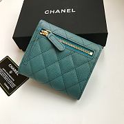 CHANEL | Dark green flap wallet in grain - A82288 - 10.5 x 11.5 x 3cm - 3