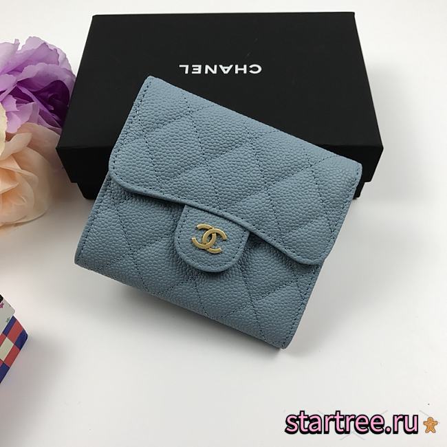 CHANEL | Light Blue wallet in grain - A82288 - 10.5 x 11.5 x 3cm - 1