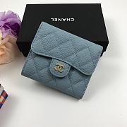 CHANEL | Light Blue wallet in grain - A82288 - 10.5 x 11.5 x 3cm - 1