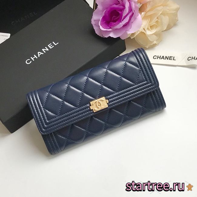 CHANEL | Long Dark Blue Wallet - A80286 - 10.5 × 19 × 3 cm - 1