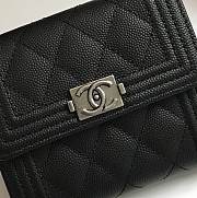 CHANEL | Boy Black Silver Wallet in Grain - A80734 - 10.5 × 11.5 × 3 cm - 2