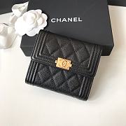 CHANEL | Boy Black Golden Wallet in Grain - A80734 - 10.5 × 11.5 × 3 cm - 1