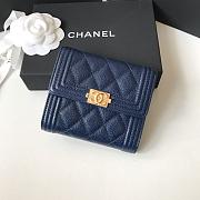 CHANEL | Boy Blue Golden Wallet in Grain - A80734 - 10.5 × 11.5 × 3 cm - 1