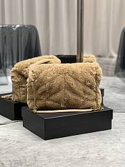 YSL | Loulou Puffer Small shearling Light Brown Bag - 577475 - 35×23×13.5cm - 2