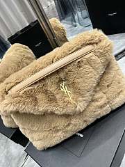 YSL | Loulou Puffer Small shearling Light Brown Bag - 577475 - 35×23×13.5cm - 6