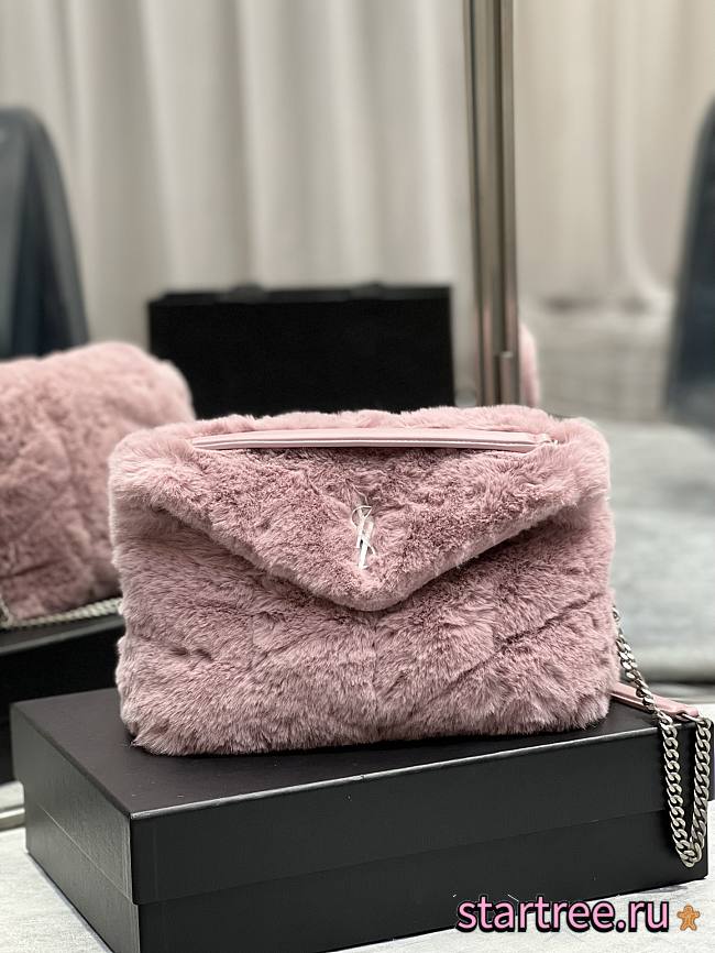 YSL | Loulou Puffer Small shearling Pink Bag - 577476 - 29×17×11cm - 1