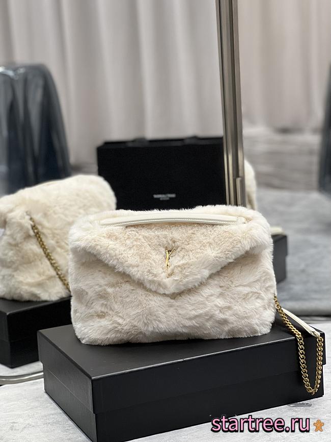 YSL | Loulou Puffer Small shearling White Bag - 577476 - 29×17×11cm - 1