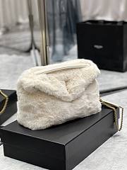 YSL | Loulou Puffer Small shearling White Bag - 577476 - 29×17×11cm - 3