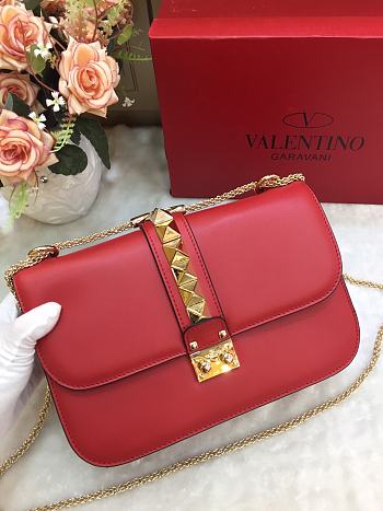 VALENTINO | Garavani Rockstud Red Golden Bag - 344280 - 26 × 8 × 18 cm