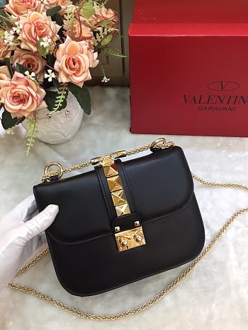 VALENTINO | Small Garavani Rockstud Black Golden Bag - 21 × 8 × 15 cm