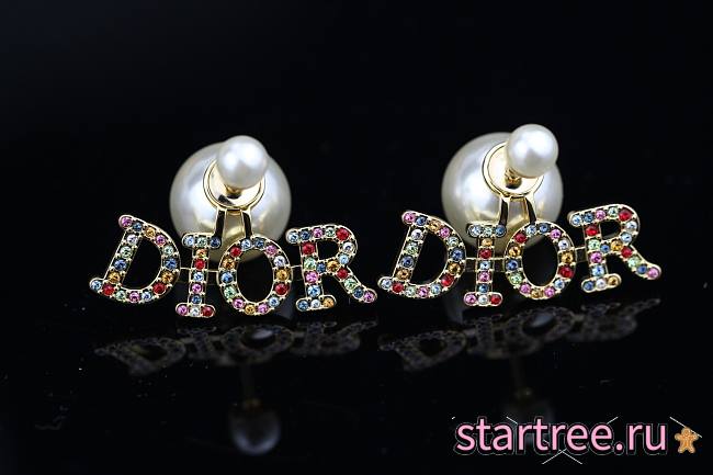 DIOR | Earring logo in gold-finished metal - 1
