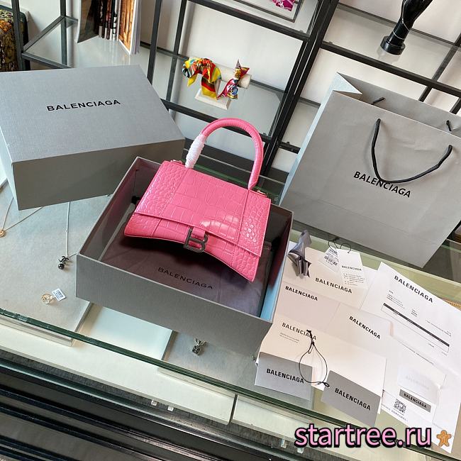 Balenciaga | Hourglass Small Bag In Pink Crocodile - 1