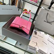 Balenciaga | Hourglass Small Bag In Pink Crocodile - 5