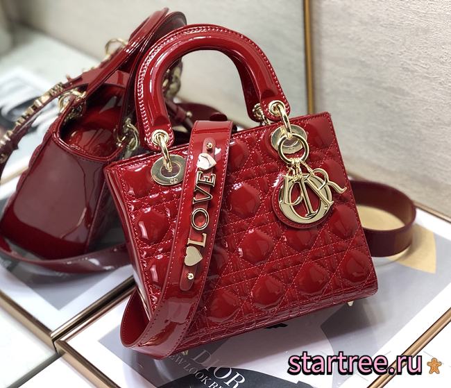 DIOR | Lady My ABCDior Red patent bag - 20 x 16.5 x 8 cm - 1