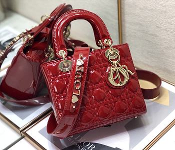 DIOR | Lady My ABCDior Red patent bag - 20 x 16.5 x 8 cm