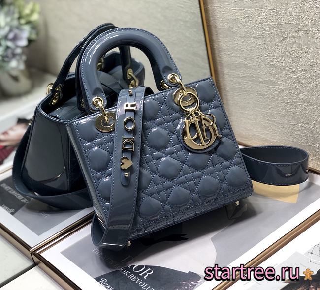 DIOR | Lady My ABCDior Blue patent bag - 20 x 16.5 x 8 cm - 1