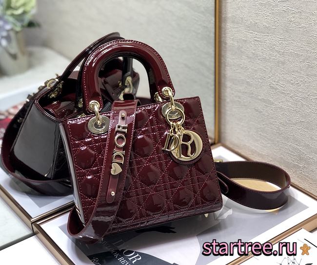 DIOR | Lady My ABCDior Red Wine patent bag - 20 x 16.5 x 8 cm - 1