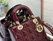 DIOR | Lady My ABCDior Red Wine patent bag - 20 x 16.5 x 8 cm - 4