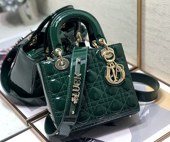 DIOR | Lady My ABCDior Green patent bag - 20 x 16.5 x 8 cm