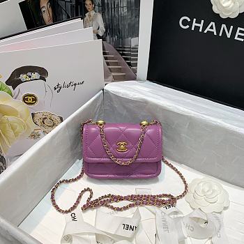 CHANEL | MINI Retro Flap Button Purple Bag - 13.5 x 9 x 4 cm