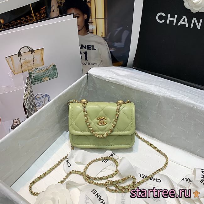 CHANEL | MINI Retro Flap Button Mint Bag - 13.5 x 9 x 4 cm - 1