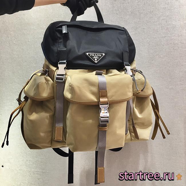 PRADA | Nylon Backpack Black/Apricot - 2VZ074 - 37 x 42 x 17 cm - 1