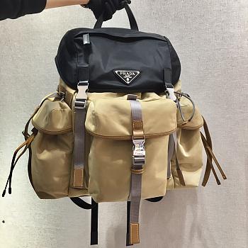 PRADA | Nylon Backpack Black/Apricot - 2VZ074 - 37 x 42 x 17 cm