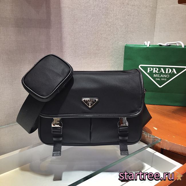 PRADA | Nylon and Saffiano Black Bag with Strap - 2VD769 - 26 x 20 x 10 cm - 1