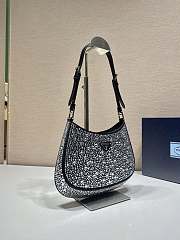 PRADA | Cleo satin bag with appliqués BLACK - 1BC169 - 22 x 18.5 x 4.5 cm - 3