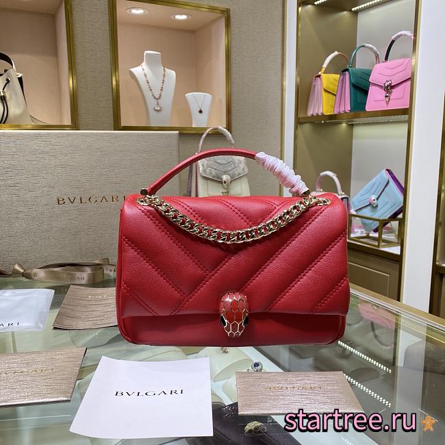 Bvlgari | Serpenti CABOCHON Red Bag - 288718 - 22.5x15x10cm - 1