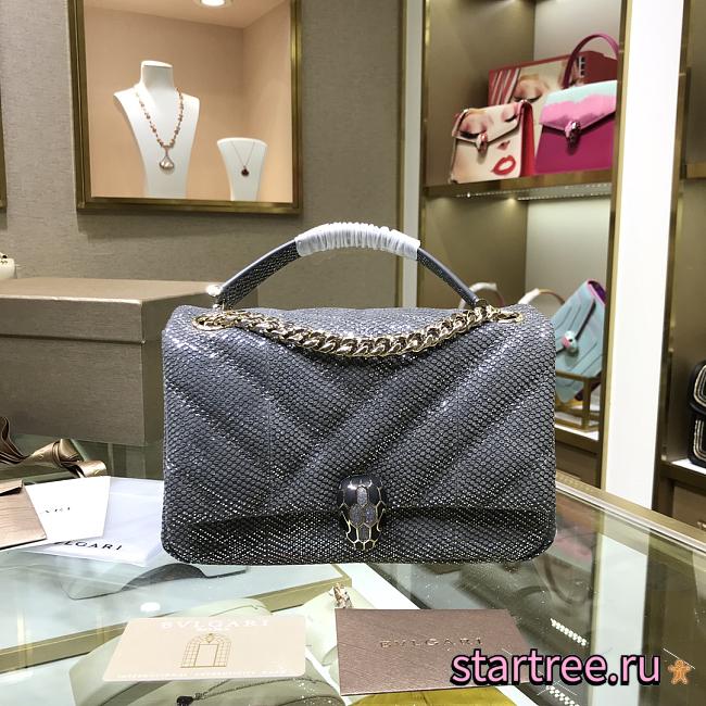 Bvlgari | Serpenti Cabochon Grey Snake Bag - 287993 - 22.5x15x10 cm - 1