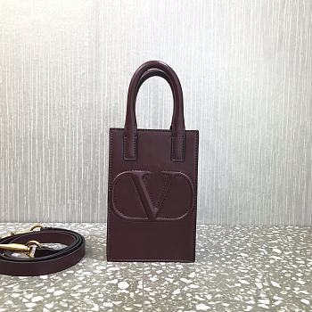 VALENTINO | Mini Garavani Vlogo Walk Tote Bag Burgundy - UW2P0 - 11 x 16.5 x 5.5 cm