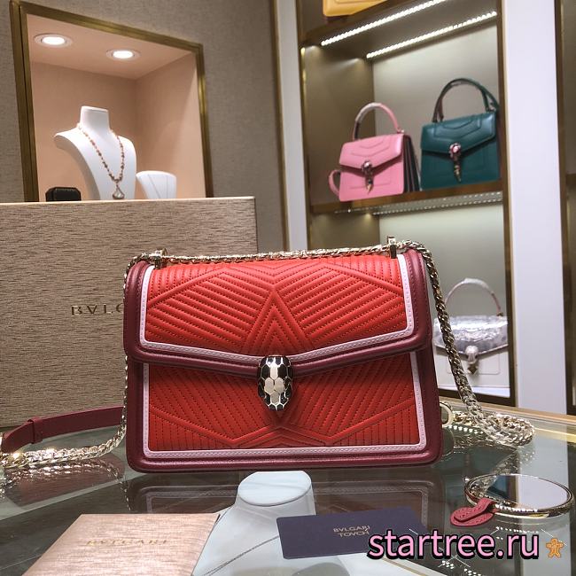 Bvlgari | Serpenti Diamond Blast Bag Red - 286628 - 24x15x7 cm - 1