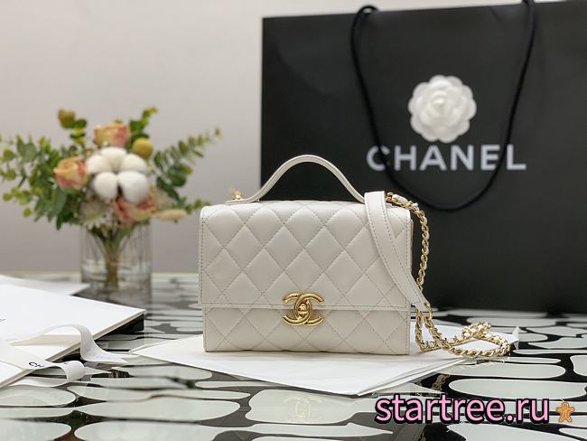 Chanel | Mini White Flap Bag with handle Gold Metal  AS2796 - 1