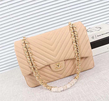 Chanel original lambskin double flap bag Pink 30cm with Gold hardware
