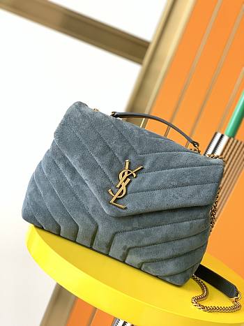 YSL | LOULOU Small Bag In Y-Quilted Blue Suede - 494699 - 23CM