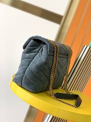 YSL | LOULOU Small Bag In Y-Quilted Blue Suede - 494699 - 23CM - 4