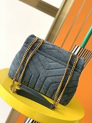 YSL | LOULOU Small Bag In Y-Quilted Blue Suede - 494699 - 23CM - 5