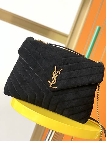 YSL | Loulou Black Suede Bag - 459749 - 31x22x10cm