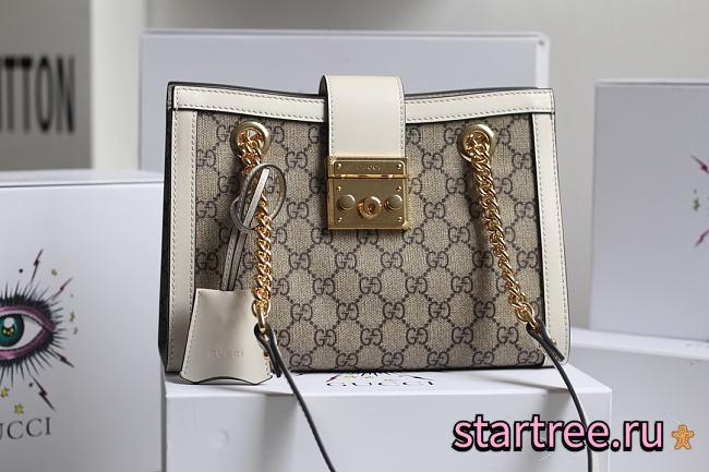 GUCCI | Padlock GG small White canvas bag - 498156 - 26 x 18 x 10 cm - 1