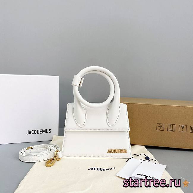Jacquemus | Le Chiquito Noeud medium leather top handle bag - White - 1