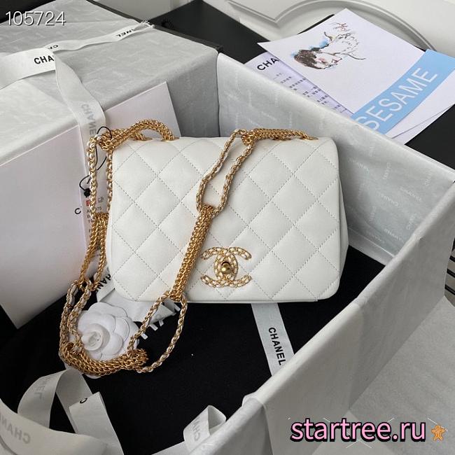 Chanel Flap Bag Lambskin Gold Metal White AS2978  - 1