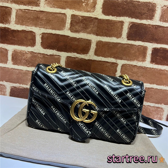 Gucci & Balenciaga Marmont Bag Black 26x15x7cm - 1