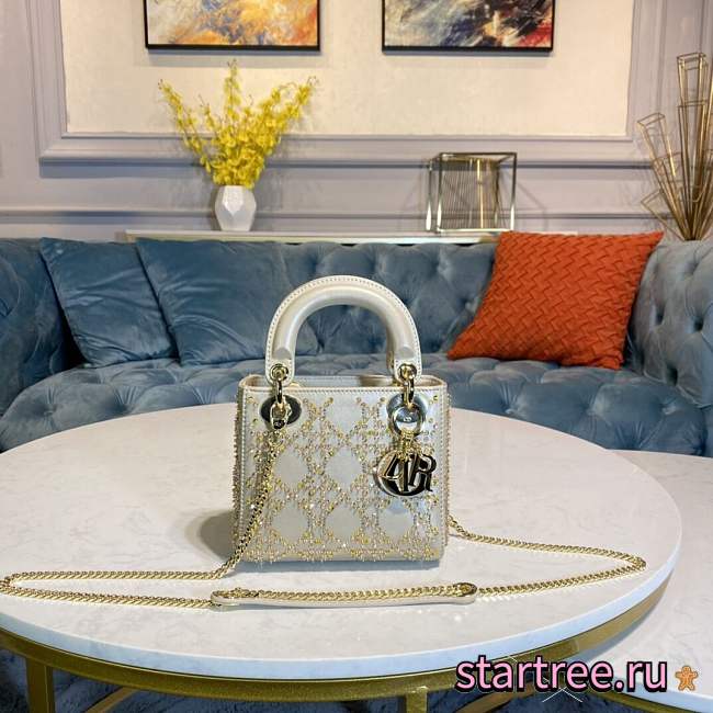 DIOR | Mini Lady Bag Metallic Cannage Lambskin with Beaded Embroidery - 17 x 15 x 7 cm - 1