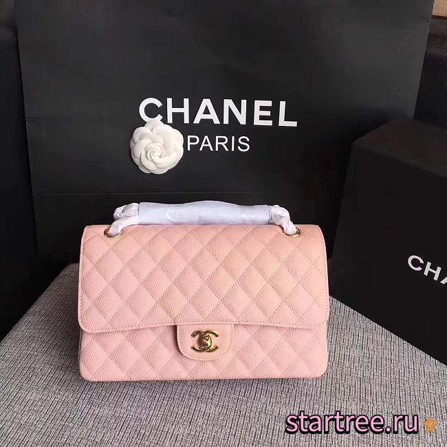 Chanel | Classic Flap Bag Golden Hardware Caviar A01113 Peach 25cm - 1