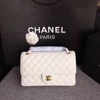 Chanel | Classic Flap Bag Golden Hardware Caviar A01113 White 25cm