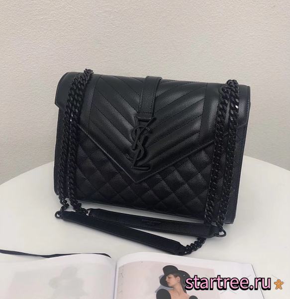 YSL| Envelope Medium Bag All Black - 24x17.5x6cm - 1