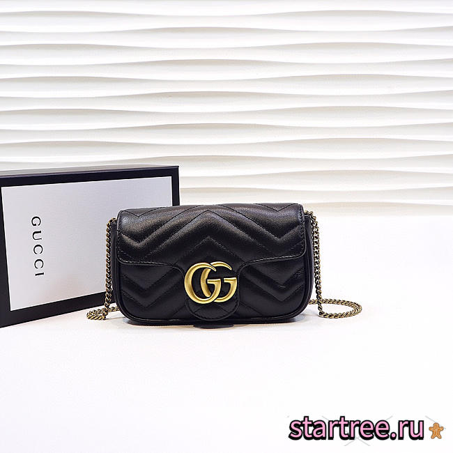 Gucci | GG Marmont Matelassé Leather Super Mini Bag 476433 Black  - 1