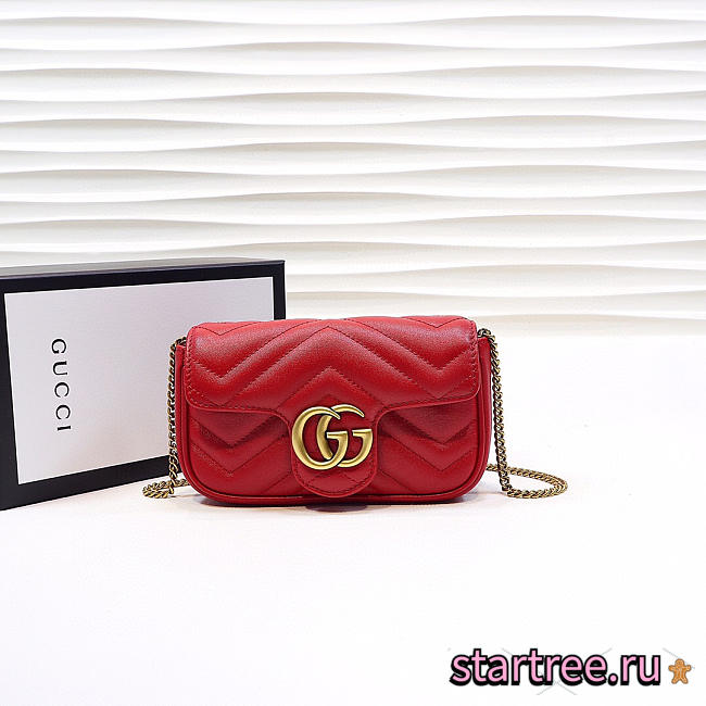 Gucci | GG Marmont Matelassé Leather Super Mini Bag 476433 Red - 1